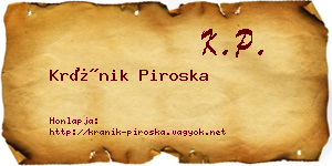 Kránik Piroska névjegykártya